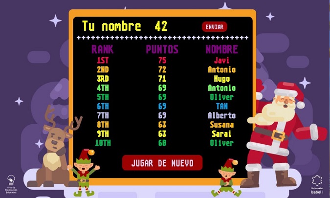 Puntuación del juego de felicitación navideña